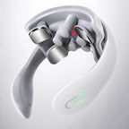 White cervical neck massager with five massage heads and a green indicator light