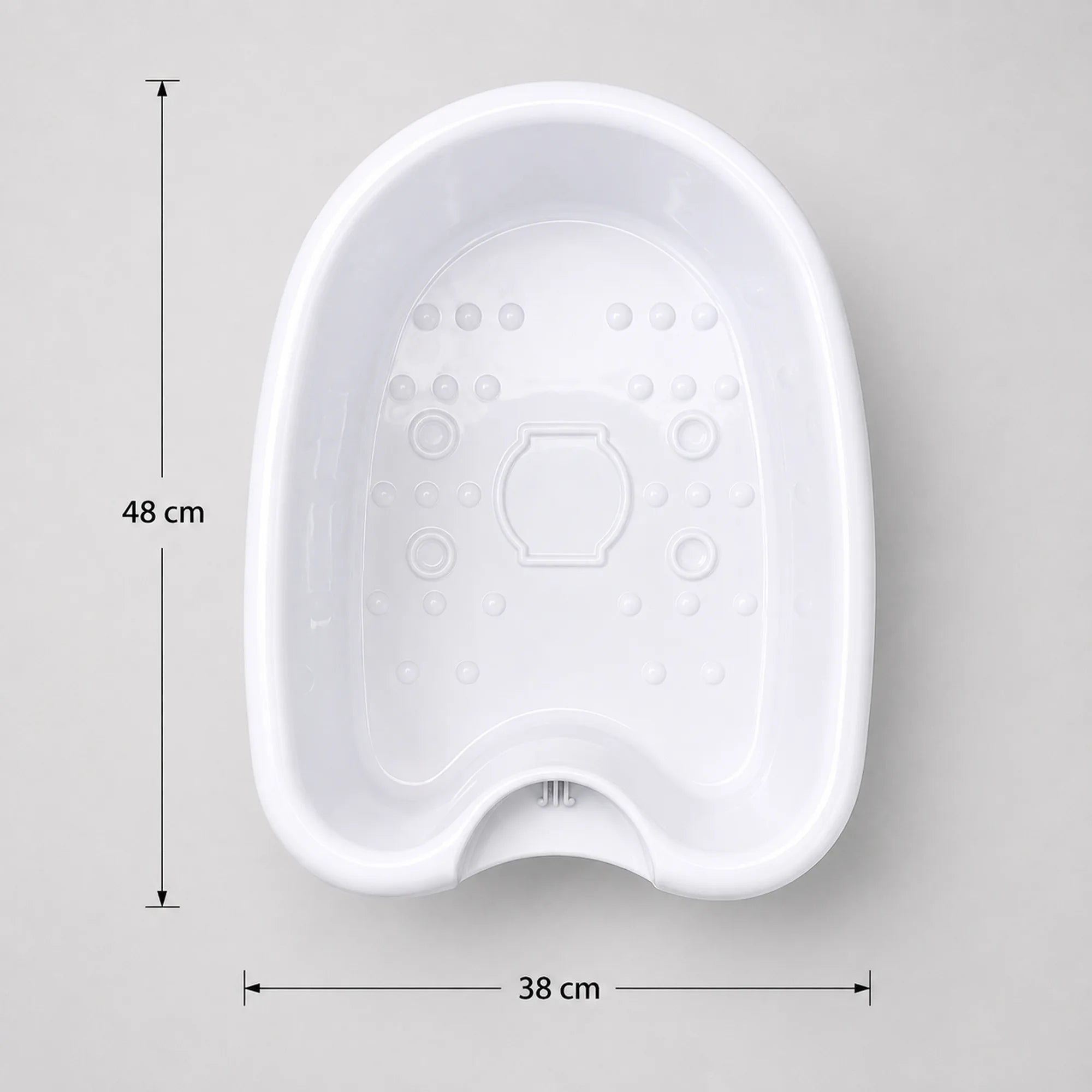 Ionic foot spa basin measuring 48 cm long and 38 cm wide
