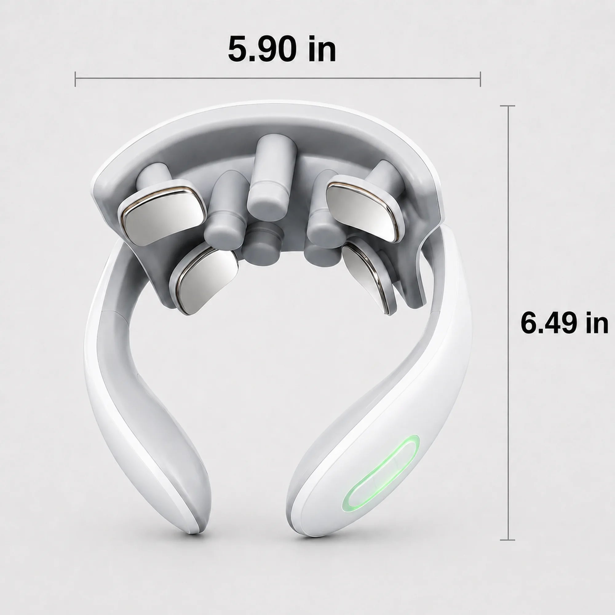 Cervical neck massager measuring 5.90 inches wide and 6.49 inches tall