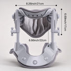 Cervical traction collar measuring 8.26 inches wide, 6.69 inches tall, and 8.66 inches front to back