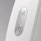 Close view of the mode and power buttons on the side of the neck massager