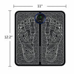 EMS foot massager pad measuring 11 inches wide by 12.2 inches long